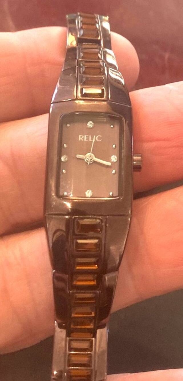 Women's 17mm Bronze Tone Relic Watch with Crystal Accents